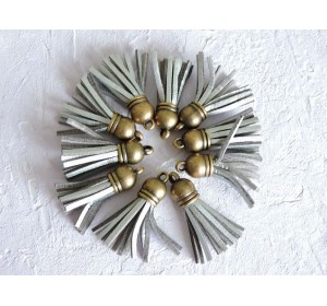 Кисточка замшевая с бронзовым  колпачком 3,8 см, цв. серебро - 1 шт.