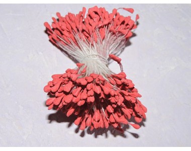 Тычинки для цветов 6 мм, цв. постельный коралловый  - 30 нитей (1 пучок)
