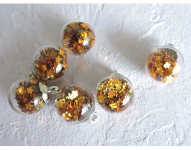 Подвеска шарик с наполнителем "Цветочек", цв. золото - 1 шт.