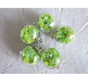 Подвеска шарик с наполнителем "Цветочек", цв. салатовый - 1 шт.