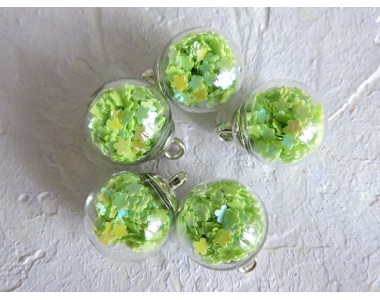 Подвеска шарик с наполнителем "Цветочек", цв. салатовый - 1 шт.