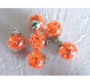 Подвеска шарик с наполнителем "Звездочка", цв. ярко-оранжевый - 1 шт.