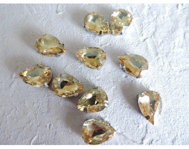 Стразы пришивные 14 мм "Капелька", цв. бежевый - 1 шт.