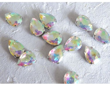 Стразы пришивные 14 мм "Капелька", цв. радужный  - 1 шт.