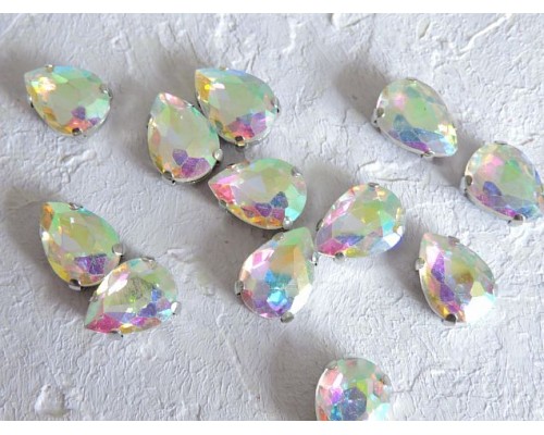 Стразы пришивные 14 мм "Капелька", цв. радужный  - 1 шт.