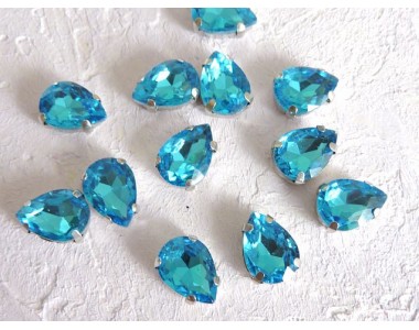 Стразы пришивные 14 мм "Капелька", цв. голубой  - 1 шт.