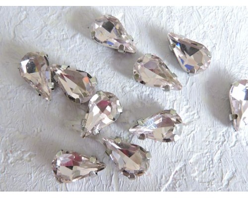 Стразы пришивные 13 мм "Капелька", цв. светло-розовый - 1 шт.