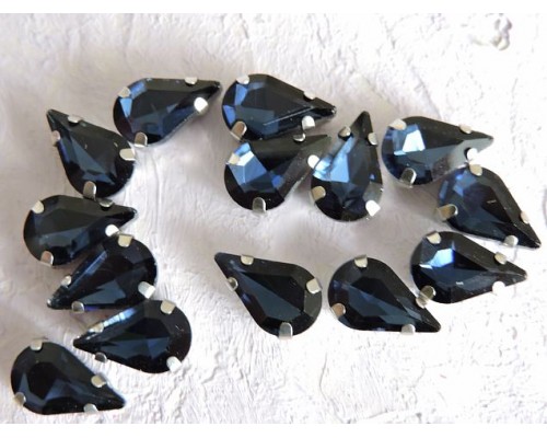 Стразы пришивные 12 мм "Капелька", цв. темно-синий - 1 шт.