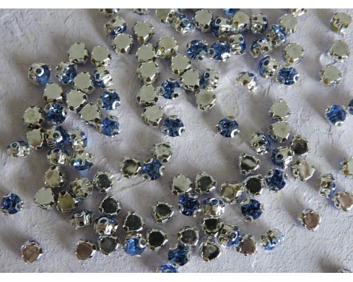 Стразы пришивные "Круг" 5 мм, цв. светло-синий - 1 упаковка (20шт)