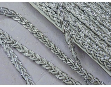 Тесьма косичка 10 мм, цв. серебро - 1 м.