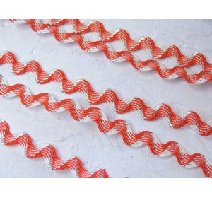 Тесьма с люрексом "Вьюнок" 0,6 см, цв. красно-белый - 1 м.