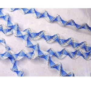 Тесьма с люрексом "Вьюнок" 0,6 см, цв. сине-белый - 1 м.