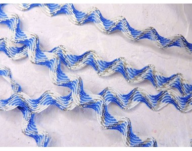 Тесьма с люрексом "Вьюнок" 0,6 см, цв. сине-белый - 1 м.