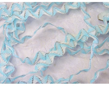 Тесьма с люрексом "Вьюнок" 0,6 см, цв. бело-голубой - 1 м.