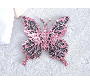 Патч сборный "Бабочки", 50 мм, цв. розовый - 1 шт.  