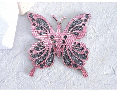 Патч сборный "Бабочки", 50 мм, цв. розовый - 1 шт.