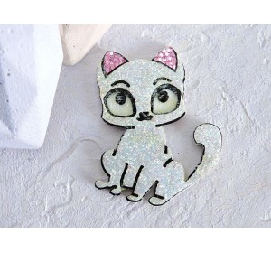 Патч сборный "Котик", 50*35 мм, цв. белый - 1 шт.  