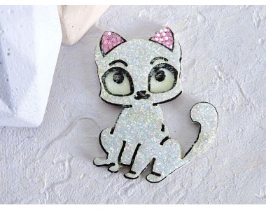 Патч сборный "Котик", 50*35 мм, цв. белый - 1 шт.