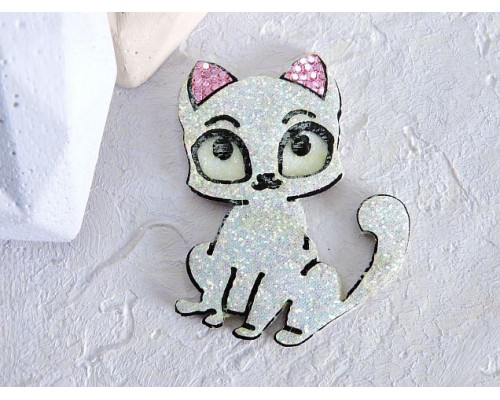 Патч сборный "Котик", 50*35 мм, цв. белый - 1 шт.  