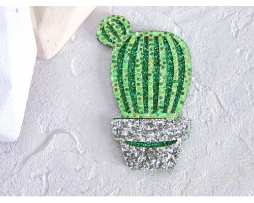 Патч сборный "Кактус", 50*35 мм, цв. зеленый - 1 шт.  