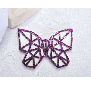 Патч сборный "Бабочка геометрия", 50*35 мм, цв. фиолетово-белый - 1 шт. 