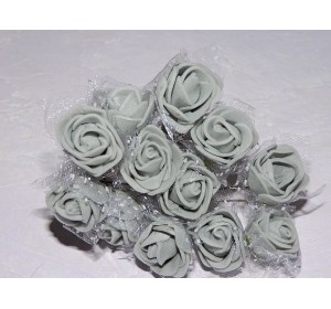 Розочка на веточке с сеточкой, 2.5 см-диаметр, цв. серый (12шт)