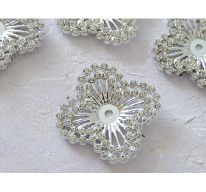 Кабошон флоризель пластик 40*40 мм, "Цветочек 2" цв. серебро - 1 шт