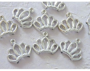 Кабошон флоризель пластик 25*22  мм, "Корона"  цв. серебро - 1 шт