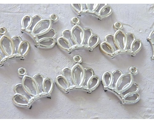 Кабошон флоризель пластик 25*22  мм, "Корона"  цв. серебро - 1 шт