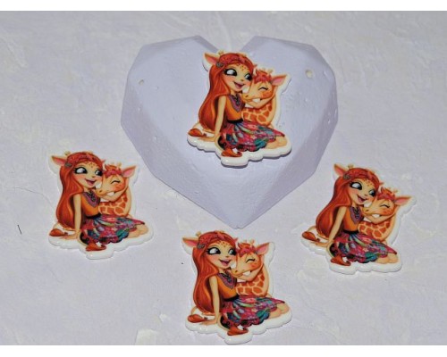 Кабошон-вырубка "Девочка-жираф" 36*30 мм - 1 шт