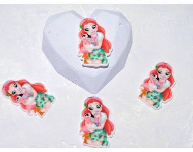 Кабошон-вырубка "Девочка-фламинго" 35*24 мм - 1 шт