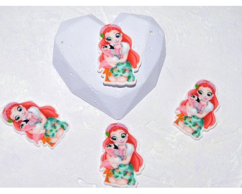 Кабошон-вырубка "Девочка-фламинго" 35*24 мм - 1 шт