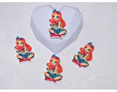 Кабошон-вырубка "Девочка-попугай" 36*22 мм - 1 шт