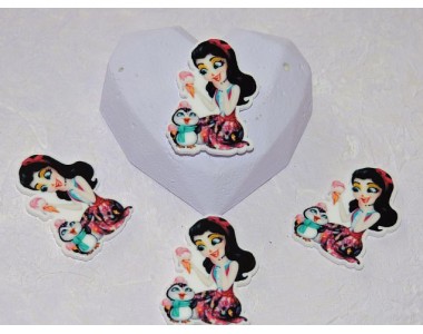 Кабошон-вырубка "Девочка-пингвин" 36*25 мм - 1 шт