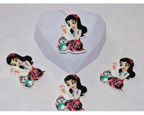 Кабошон-вырубка "Девочка-пингвин" 36*25 мм - 1 шт