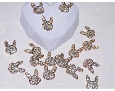 Кабошон флоризель пластик 11*16 мм, "Зайка" цв. золото - 1 шт