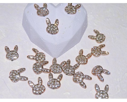 Кабошон флоризель пластик 11*16 мм, "Зайка" цв. золото - 1 шт