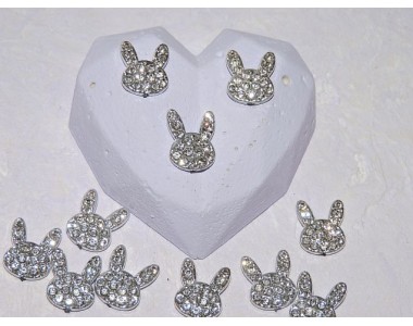 Кабошон флоризель пластик 11*16 мм, "Зайка" цв. серебро - 1 шт