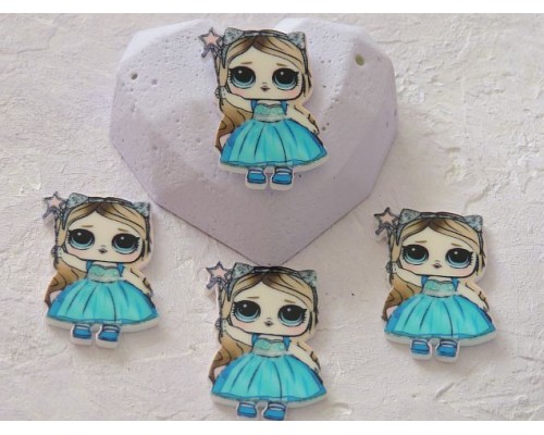 Кабошон-вырубка 40 мм "Лол волшебница" - 1шт