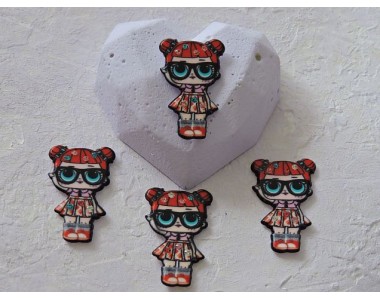 Кабошон-вырубка со стразами 35  мм "Лол школьница" - 1шт