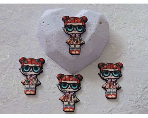 Кабошон-вырубка со стразами 35  мм "Лол школьница" - 1шт