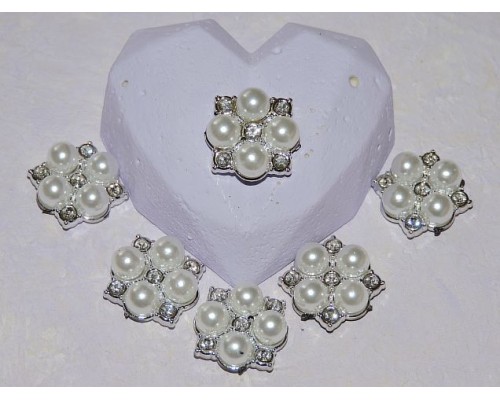 Кабошон флоризель пластик 22*22 мм, цв. серебро - 1 шт