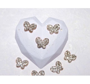 Кабошон флоризель пластик 15*11 мм, "Бабочка" цв. золото - 1 шт