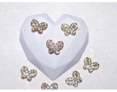 Кабошон флоризель пластик 15*11 мм, "Бабочка" цв. золото - 1 шт