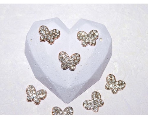 Кабошон флоризель пластик 15*11 мм, "Бабочка" цв. золото - 1 шт