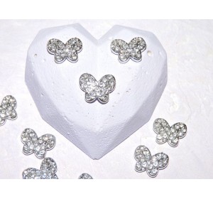 Кабошон флоризель пластик 15*11 мм, "Бабочка"  цв. серебро - 1 шт