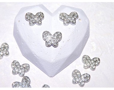 Кабошон флоризель пластик 15*11 мм, "Бабочка"  цв. серебро - 1 шт