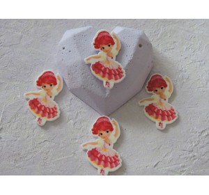 Кабошон-вырубка 41*25 мм "Балерина в розовом платье" - 1 шт