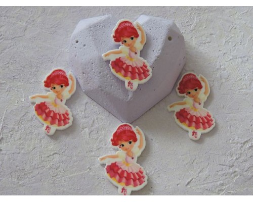 Кабошон-вырубка 41*25 мм "Балерина в розовом платье" - 1 шт