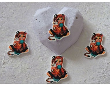 Кабошон-вырубка "Девочка-тигр", 35*26 мм - 1 шт